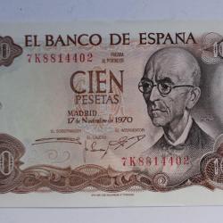 Billet 100 Pesetas Espagne 1970 neuf