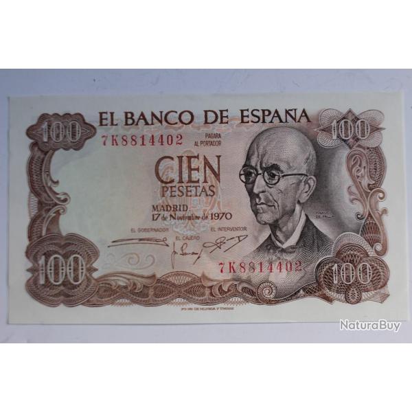 Billet 100 Pesetas Espagne 1970 neuf