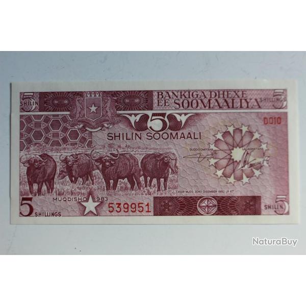 Billet 5 Shillin (shillings) Somalie 1983 neuf