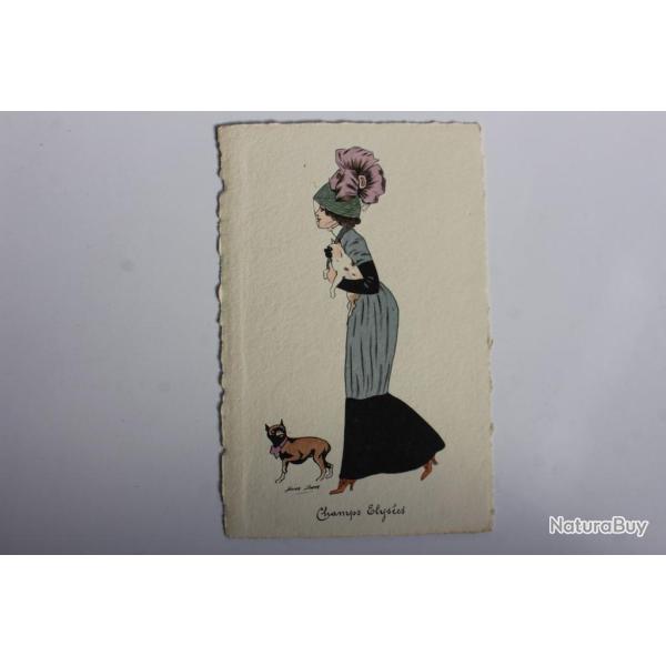 Carte postale ancienne illustrateur Xavier SAEGER Champs �lys�es