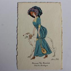 Carte postale ancienne illustrateur Xavier SAEGER Bois de Boulogne
