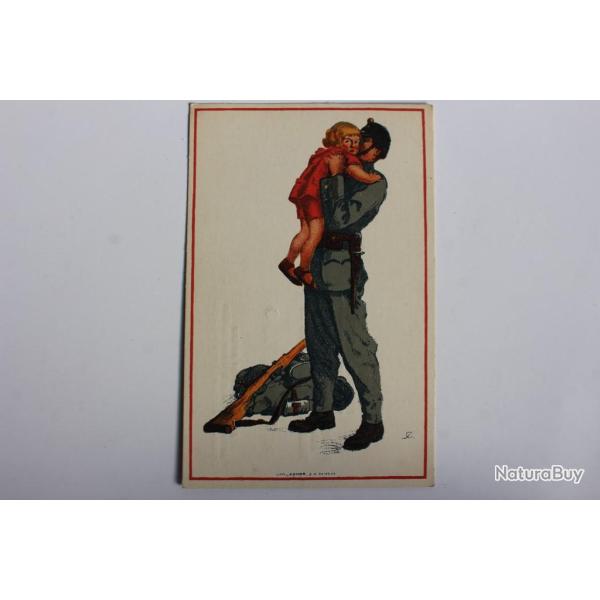 Carte postale ancienne illustrateur SONOR Tombola soldats Suisse