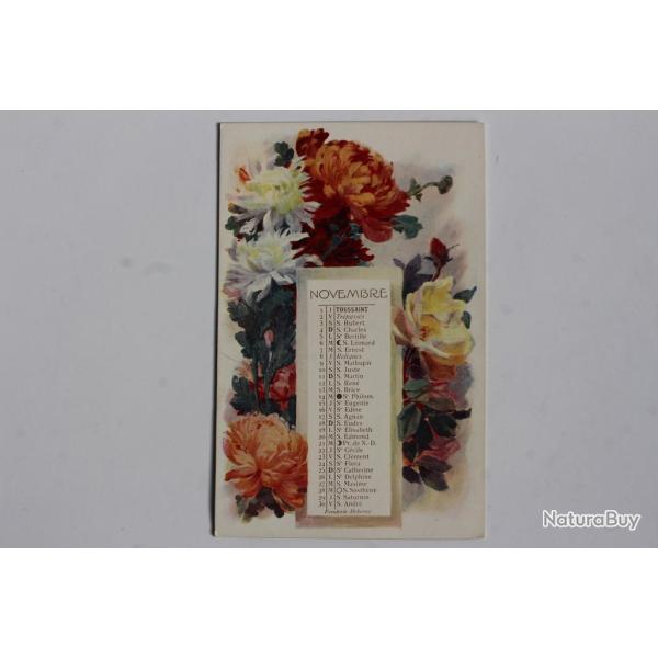 Carte postale ancienne Novembre Calendrier Fonderie Deberny