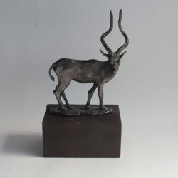 Ancienne Sculpture animalière bronze Addax antilope