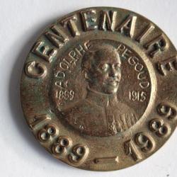 M&eacute;daille Centenaire Adolphe P&eacute;goud 1889 - 1989 Aviateur parachute Guerre