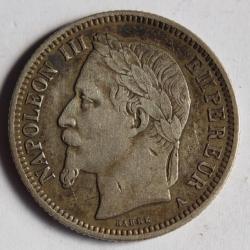 Monnaie argent 1 franc Napol&eacute;on III t&ecirc;te laur&eacute;e 1869 A