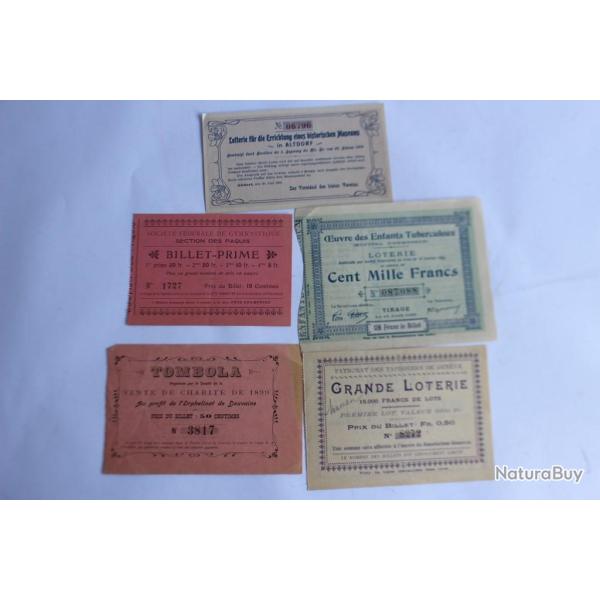 Anciens Billets de Loterie et Tombola Suisse
