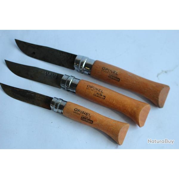 Trois couteaux OPINEL Carbone Savoie France