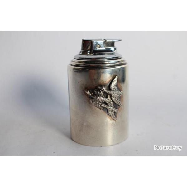 Briquet de table argent RONSON canards chasse R.Miracolier