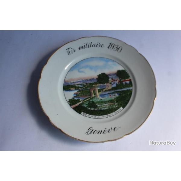 Assiette de tir militaire 1930 Gen�ve porcelaine Langenthal
