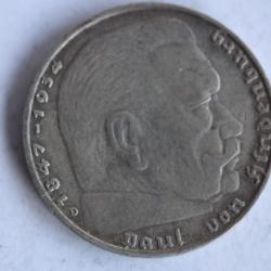 Monnaie argent 2 Reichsmark Paul von Hindenburg 1936 D Allemagne