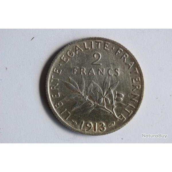 Monnaie argent 2 Francs 1913 semeuse SUP  France