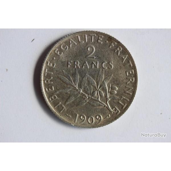 Monnaie argent 2 Francs 1909 semeuse TTB France