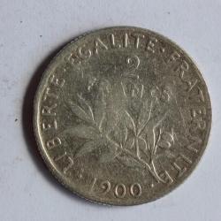 Monnaie argent 2 Francs 1900 semeuse TB France