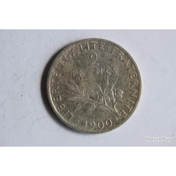 Monnaie argent 2 Francs 1900 semeuse TB France