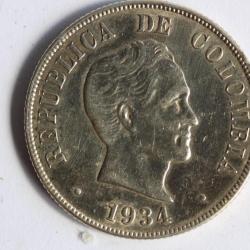 Monnaie 50 centavos 1934 Colombie