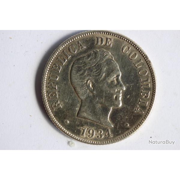 Monnaie 50 centavos 1934 Colombie