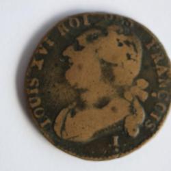 Monnaie Louis XVI 12 deniers 1792 I (point dessous)