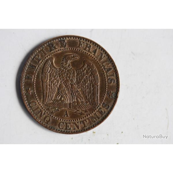 Monnaie 5 Centimes Napol�on III t�te nue 1854 A