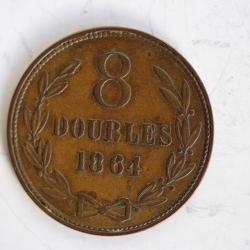 Monnaie 8 Doubles 1864 Guernesey