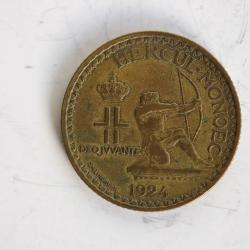 Monnaie 2 francs Louis II 1924 Monaco