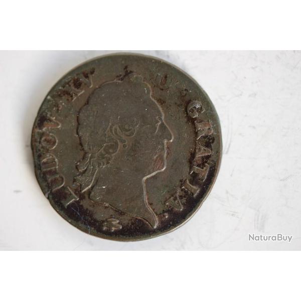 Monnaie Louis XV Sol � la vieille t�te 1773 D