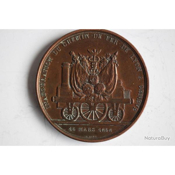 M�daille Inauguration du chemin de fer Lyon Gen�ve 1858