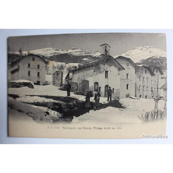 Carte postale Suisse Randogne sur Sierre Village brul� en 1901