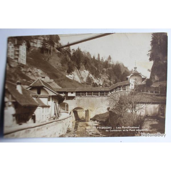 Carte postale Suisse Fribourg Fortifications Gott�ron Pont suspendu