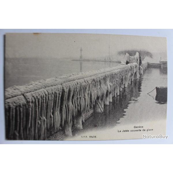 Carte postale Suisse Gen�ve La jet�e couverte de glace