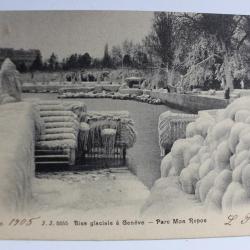 Carte postale Suisse Genève Bise glaciale Parc Mon Repos