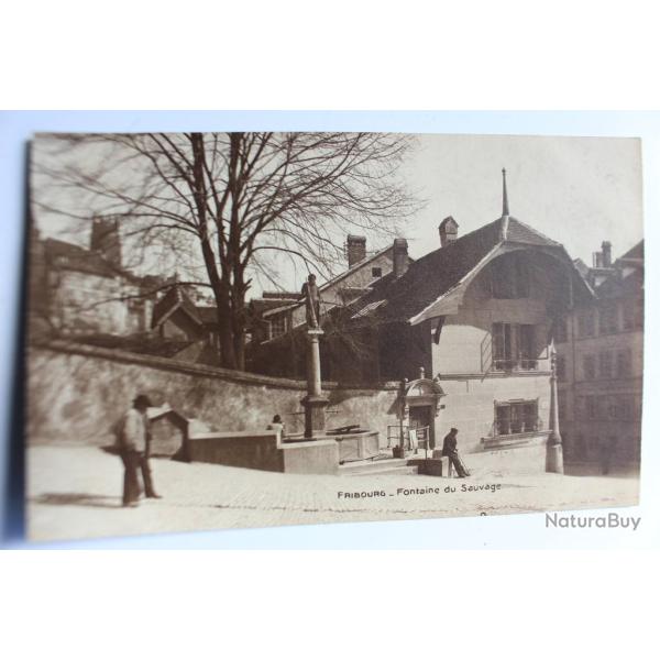 Carte postale Suisse Fribourg Fontaine du sauvage