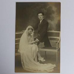 Carte photo Couple mariés Photographe Berthomier BONE Algérie