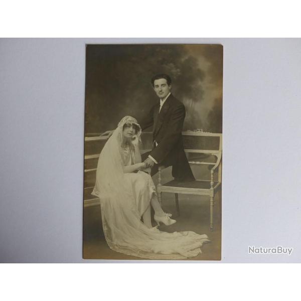 Carte photo Couple mari�s Photographe Berthomier BONE Alg�rie