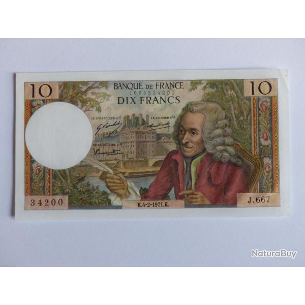 Billet 10 Francs Voltaire type 1963, 4-2-1971