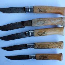 Cinq anciens couteaux OPINEL 6 - 7 - 8 - 9 - 9