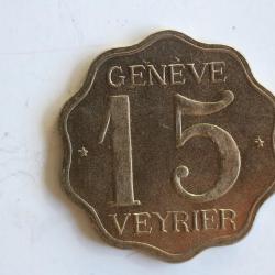 Jeton 15 centimes Cie des Tramways  Genève - Veyrier 1900
