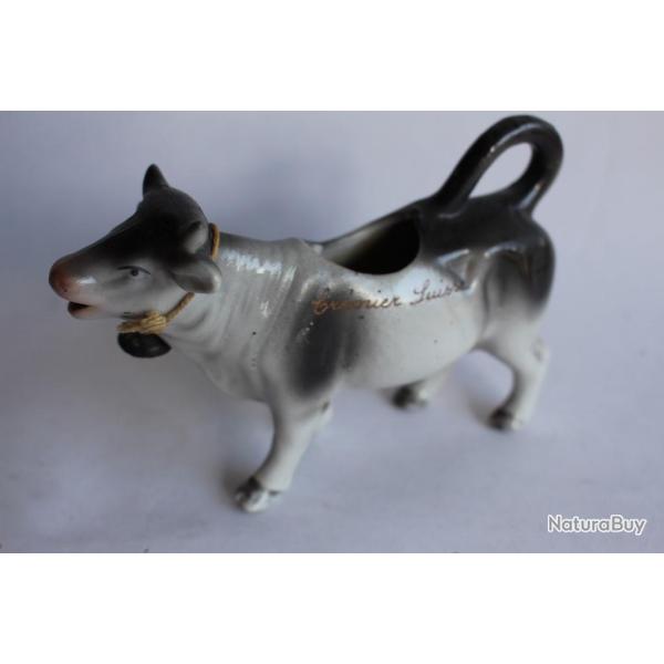 Pot a cr�me porcelaine souvenir Cremier Suisse vache