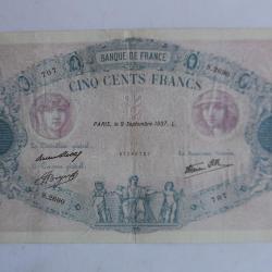 Billet 500 Francs bleu et rose type 1888 modifié France S.2690