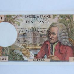 Billet 10 Francs Voltaire type 1963 France 05-02-1970 Neuf