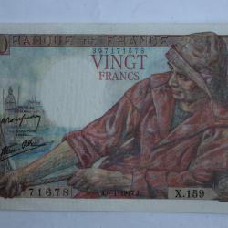 Billet 20 Francs pêcheur type 1942 France 09-01-1947