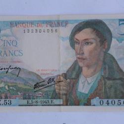 Billet 5 Francs berger type 1943 France