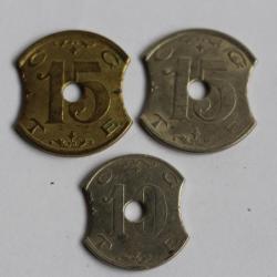 Trois jetons Cie Genevoise des Tramways Electriques 1900