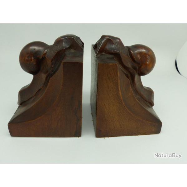 C�sar Bolle sculpture bois serre-livre  escargots