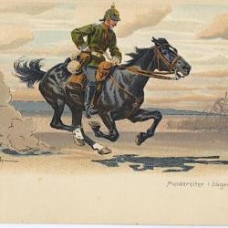 CPA militaire illustrée - Militaria - Meldereiter (jager zu Pferd)