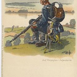 CPA militaire illustrée - Militaria - Auf vorposten (infanterie)