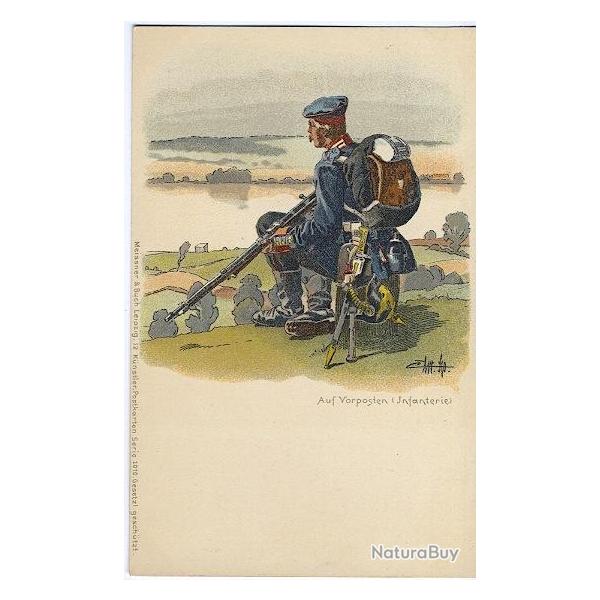 CPA militaire illustr�e - Militaria - Auf vorposten (infanterie)