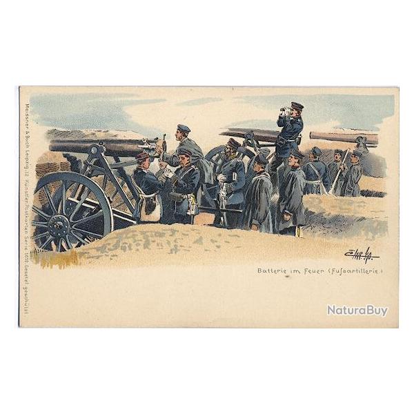 CPA militaire illustr�e - Militaria - Batterie in Feuer