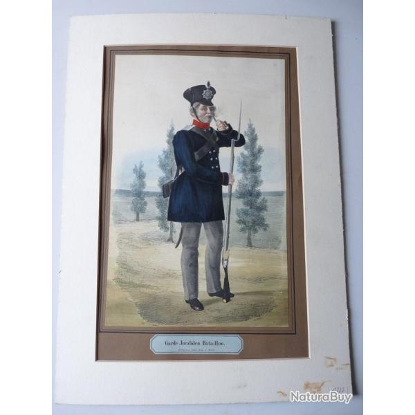 Lithographie originale Invaliden militaria