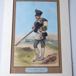 Lithographie originale Infanterie militaria